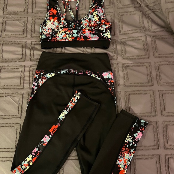 Daily Practice by Anthropologie Sofia sport bra and leggings, black floral set - Picture 2 of 2